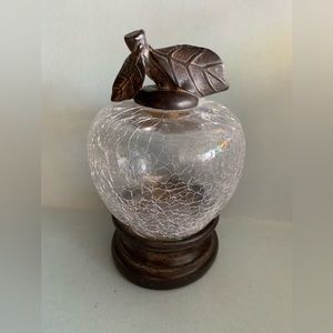 Battery operated apple shaped with crackled glass lamp